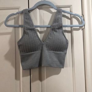 Gray sports bra